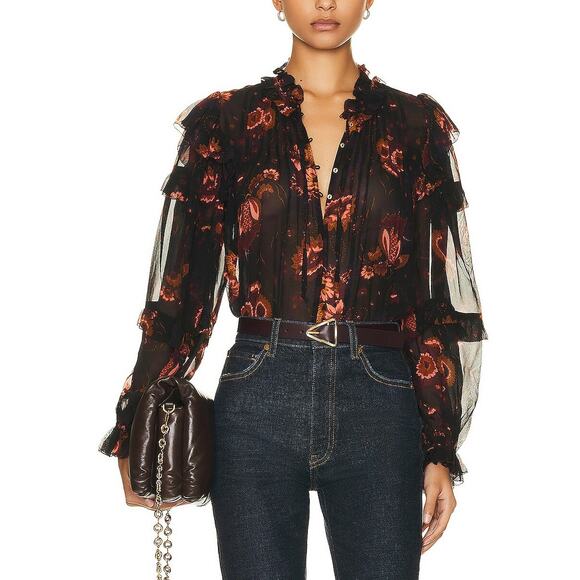 Ulla Johnson Tops - Ulla Johnson 'Miray' Black Silk Blouse Size 0